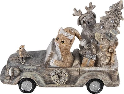 Clayre & Eef Beeld Dieren 16x8x11 cm Grijs Beige Polyresin Dieren