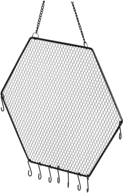 Hangende Sieradenhouder - Wandorganizer Kettingen - Sieraden Opbergen - Uniek Zeshoekig Design - 30x26cm - Zwart