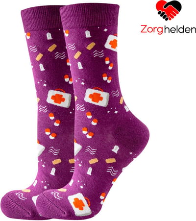 Zorghelden® Verpleegkundige sokken "Purple Nurse" - Zuster sokken - Verpleegkundige cadeau - Verpleegkundige accessoires - Medische sokken - Nurse sokken