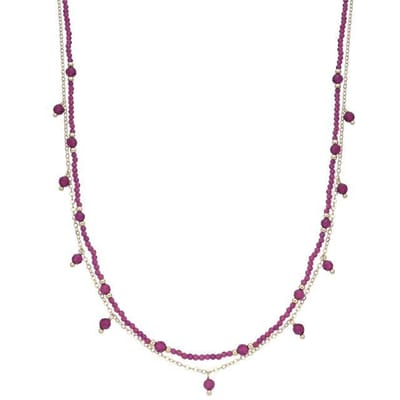 Luxenter Roze kristallen ketting met 18-karaats geelgouden afwerking - Aira