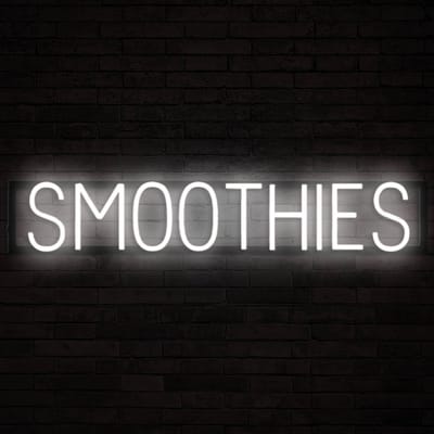 SMOOTHIES - Lichtreclame Neon LED bord verlicht | SpellBrite | 85,85 x 16 cm | 6 Dimstanden & 8 Lichtanimaties | Reclamebord neon verlichting