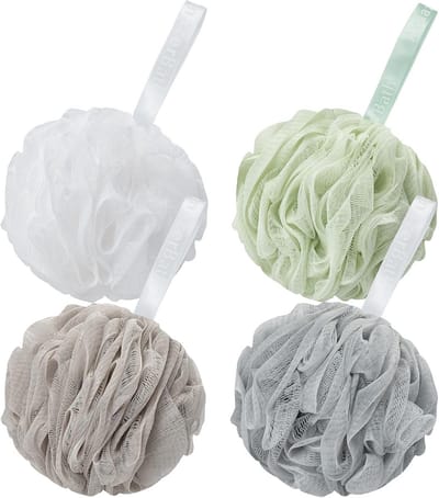 Set van 4 Douche Sponzen (Loofahs) - XL Scrub Badpoef voor Man en Vrouw - Schuimend en Zacht