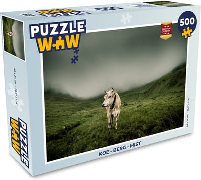 Puzzel Koe - Berg - Mist - Legpuzzel - Puzzel 500 stukjes