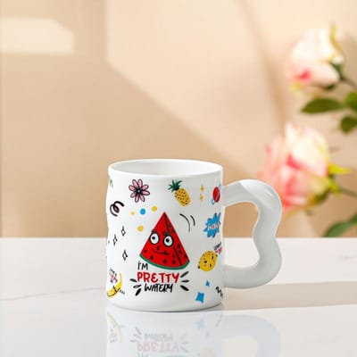 Schattige Dieren Doodle Mok Gepersonaliseerde Niche Keramische Kop Paar Waterbeker Souvenir Cadeau Koffiekop Drinkwaterbeker 301-400ml