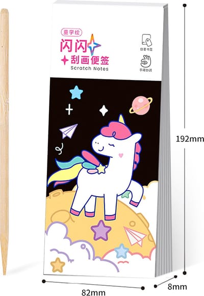 Ainy - Scratch Art Boekenlegger Unicorn | 20 krastekening incl. scratch pen| Kras tekeningen | Schilderen op kleuren kunst kraskaart | hobby & creatief voor volwassenen en kinderen | Knutselen - ontspanningspakket | DIY schilderijen set nummer 2