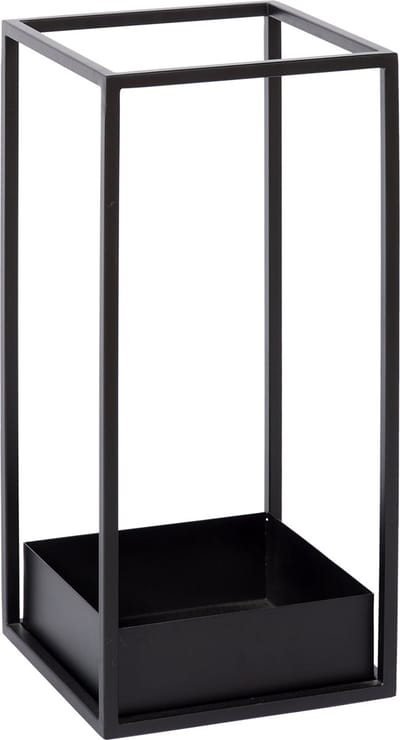 Atmooz - Parapluhouder Dalton met lekbak - Vierkant - Paraplubak/Standaard - Voor binnen -Zwart - Hoogte 55cm - Metaal