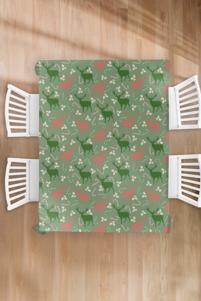 Kerst Tafelkleed - Kerstmis Decoratie - Tafellaken - Patronen - Christmas - Rendier - 150x200 cm - Kerstmis Versiering - Tafeldecoratie Kerstmis - Kerstdecoratie tafel - Tafelversiering
