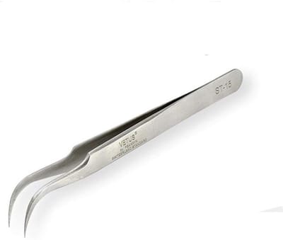 Precisie Pincet - Wimper Tool - Wimperextensions Aanbrengen - Gebogen Roestvrij Staal - 120mm Lengte - Zilver