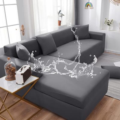 Elastische waterdichte bankhoes stofdicht effen kleur hoekbankhoezen woonkamerbankset voor huisdieren kinderen 3 seater 185-230cm