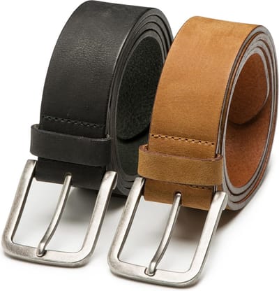 DTCH.FIT Herenriem Leer Jaxx - Riem Cognac & Zwart - Jeans Broekriem - Riemmaat 85cm - Totale lengte 100cm - 2 Stuks