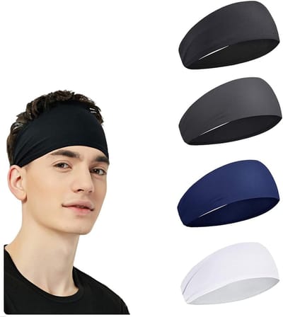 Elastische antislip haarbanden voor joggen, 4 stuks brede sporthoofdbanden voor dames en heren, haaraccessoires voor actieve levensstijl