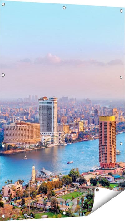 Gards Tuinposter De Nijl Rivier in Cairo, Egypte - 80x120 cm - Tuindoek - Tuindecoratie - Wanddecoratie buiten - Tuinschilderij