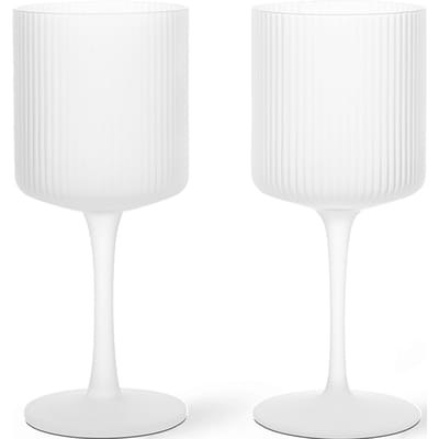 Ferm Living Ripple witte wijnglazen set van 2 - frosted