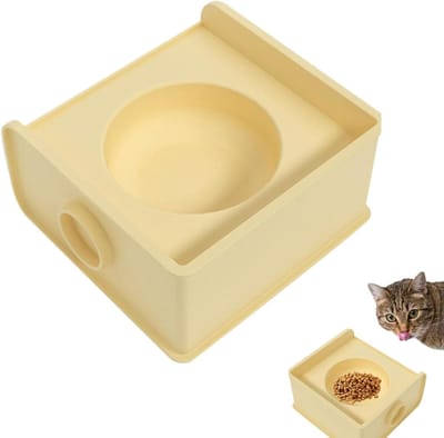 Verhoogde kattenkommen - Huisdier voerbak - Comfortabel eten - Verstelbaar ontwerp - 20x20x11 cm - Geel