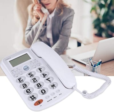 Vaste Telefoon - Tafeltelefoon Analoog - Duidelijk Communiceren - Met Rekenmachine Functie - 22.3 x 22.3 x 5 cm - Wit