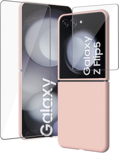 Hoesje geschikt voor Samsung Galaxy Z Flip 5 + Screenprotector - Beschermglas Folie – Shock Proof Cover Rose