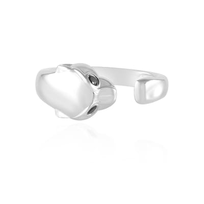 Cavill - Zwarte Spinel Ring 0,135 ct - 925 Sterling Zilver - Modern Minimalistisch Design - Verstelbare Ringen met Dierenkopdetail