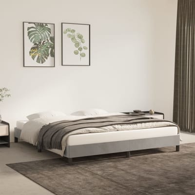 vidaXL - Bedframe - zonder - matras - 160x200 - cm - fluweel - lichtgrijs
