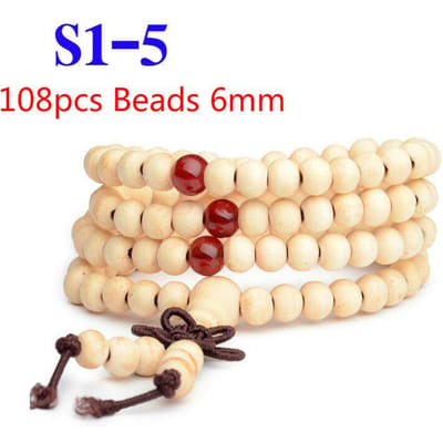 Pulseras 108 kralen 6 mm natuurlijk sandelhout boeddhistische Boeddha hout gebedskraal Mala unisex herenarmbanden