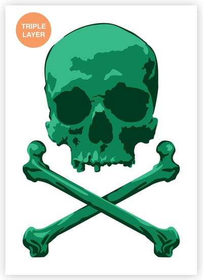 Piraten sjabloon - 3 lagen kunststof A3 Schedel Doodshoofd stencil - Kindvriendelijk sjabloon geschikt voor graffiti, airbrush, schilderen, muren, meubilair, taarten en andere doeleinden