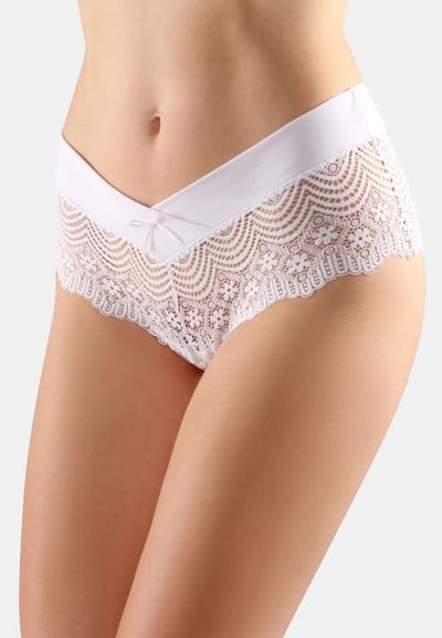 Bellivalini Dames Hipster Hot Pants met Kanten – Ondergoed – Wit-1 – L - BLV-GAB-155