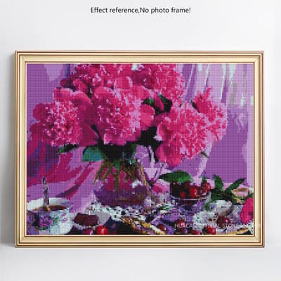 Peinture diamant mosaïque 5D à faire soi-même, fleurs et fruits, décoration d'intérieur ronde complète, image 20X30CM pink