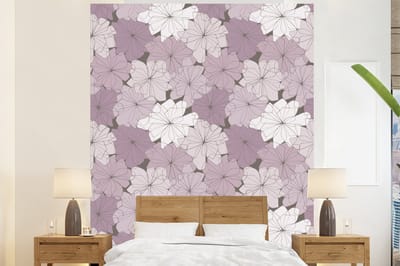 Behang - Fotobehang Patroon - Bloemen - Minimalisme - Breedte 225 cm x hoogte 280 cm