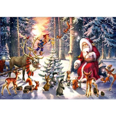 5D DIY diamant schilderij volledige ronde kruissteek Kerstman en herten diamant borduurpakket 20X30CM gray