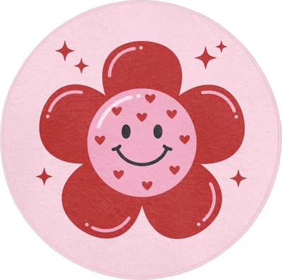 Badmat rond 70x70 cm - Antislip - Bloem - Roze - Hartjes - Badmatten voor badkamer - Badkamermat - Douchemat - Ronde badkamer mat
