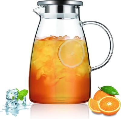 Glazen Kruik 1,5 L met Verwijderbaar Deksel - Hittebestendig en Perfect voor Warme en Koude Dranken