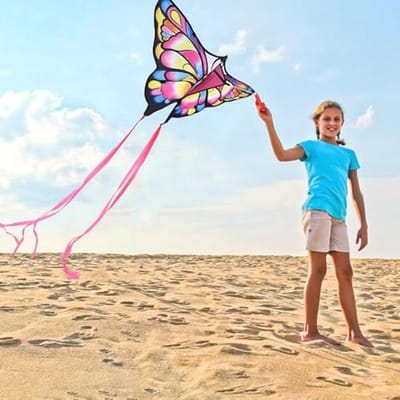 Grote Vlindervlieger voor Kinderen en Volwassenen - Gemakkelijk te Vliegen - Beginnersvriendelijk met 300 Voet Lijnhandvat - Geschikt voor 1 of 2 Personen