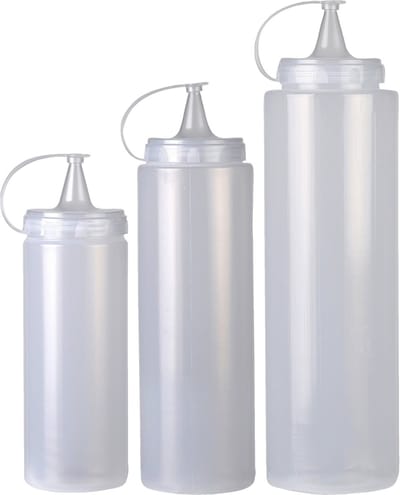 Urban Living doseerflessen/sausflessen - set 3x - met schenktuit - 400/700/1000 ml