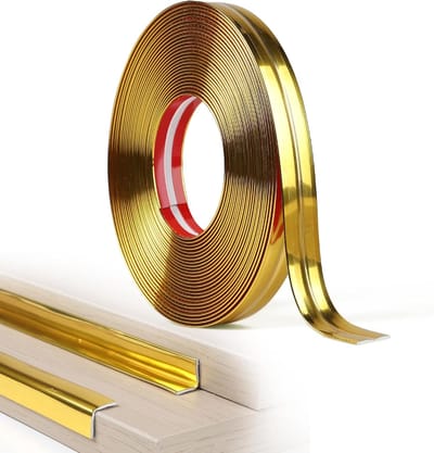 1 Rol Decoratieve Lijst - Zelfklevend - Flexibel - 2 cm × 10 m - Zachte Wandlijst - Geschikt voor Deuren, Ramen, Plinten, Plafonds, Kasten, Tafelrandbescherming en Spiegels - Glanzend Goud