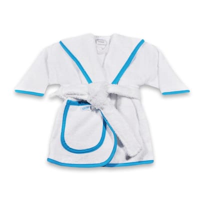 Funnies badjas - 0 tot 12 maanden wit/turquoise