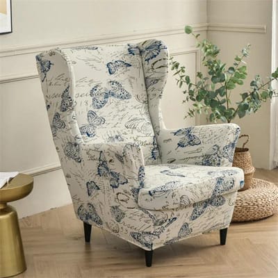 Bloemen Vleugelstoelhoes Stretch Spandex Fauteuilhoes Afneembare Bankhoezen met Zitkussenhoes Meubelbeschermer