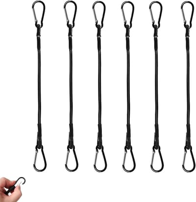 Spanbanden met haken - Elastische koorden - Lading vastzetten - Robuust 6mm touw - 30 cm - Zwart
