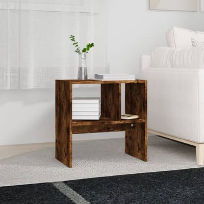 vidaXL - Bijzettafel - 50x30x50 - cm - bewerkt - hout - gerookt - eikenkleurig