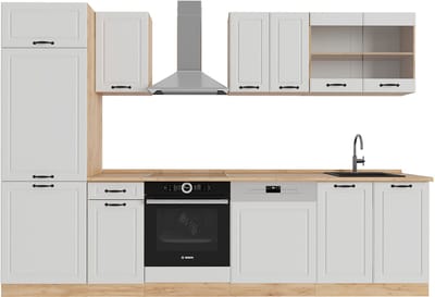 Vicco R-Line Complete keukeneenheid – 300 cm, WB Eik Wit landhuis/gouden eik
