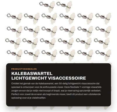 Dailygoods- Viswartels 50-delig - Lichtgewicht T-vormig - Flexibel - Lichtgevende Kralen - Aluminiumlegering - Schokbestendig - Visaccessoire