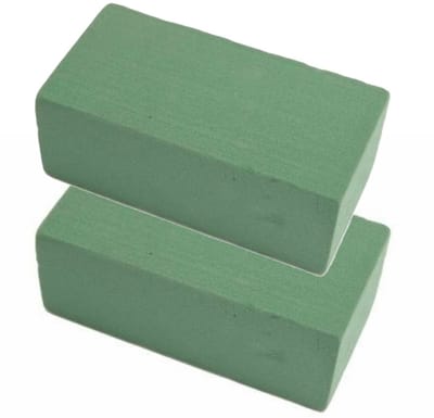 HBX Steekschuim/oase - 2x - nat - rechthoekig - groen - 20 x 10 x 8 cm - voor bloemen - bloemstukken