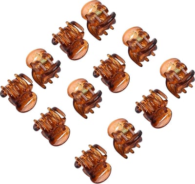 Famanu - 12 Stuks Mini klauwclips bruin, antislip, kunststof, voor dames/meisjes