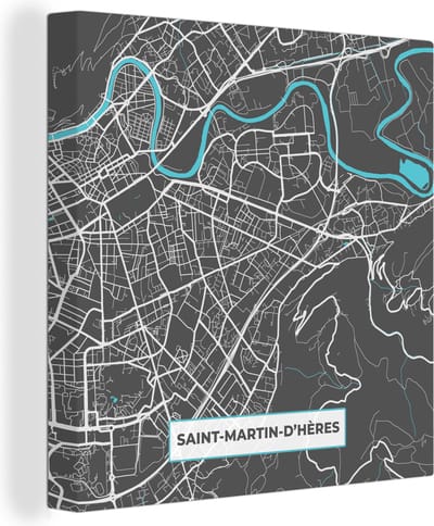 Canvas Schilderij Saint-Martin-D'Hères - Frankrijk - Plattegrond - Kaart - Stadskaart - 20x20 cm - Wanddecoratie