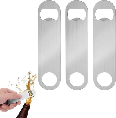 Set van 3 RVS Flessenopeners - Plat Ontwerp voor Thuis, Bar en Restaurant - Perfect voor Bier en Frisdrank