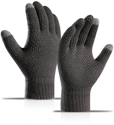 Winter handschoenen voor heren - Gebreide touchscreen handschoenen - Zachte voering en thermisch - Warme handschoenen voor koud weer - donkergrijs
