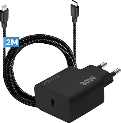 Phreeze 30w usb C snellader geschikt voor iPhone en iPad - Met geschikt voor usb C naar Lightning kabel 2 meter - Oplader
