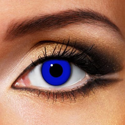 Partylens® blauwe kleurlenzen - Dark Blue Out - zachte jaarlenzen met lenshouder - Halloween - Cosplay