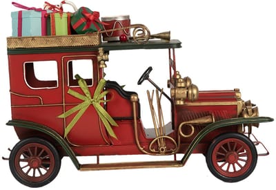 Clayre & Eef Decoratie Beeld Auto 42x18x28 cm Rood Metaal