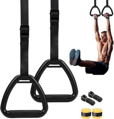 Gymnastiekringen - Turnringen Fitness - Kracht Training - Schadebestendig Composiet - 500kg Draagvermogen - Zwart