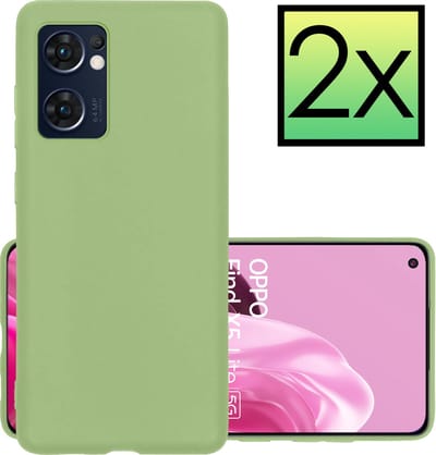 Hoesje - 2 Stuks - Geschikt voor OPPO Find X5 Lite - Sterk & Shockproof - Case Siliconen - Back Cover - Telefoon Hoes - Groen