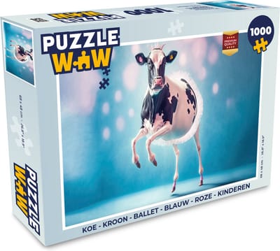 Puzzel Koe - Kroon - Ballet - Blauw - Roze - Kinderen - Legpuzzel - Puzzel 1000 stukjes volwassenen
